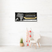 Elegante zwart en goud gepersonaliseerde familiere spandoek (Insitu)