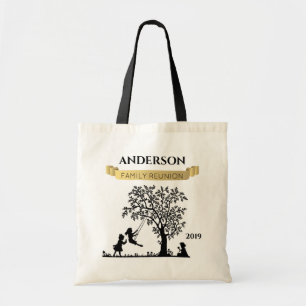 Elegante zwart en goud gepersonaliseerde familiere tote bag
