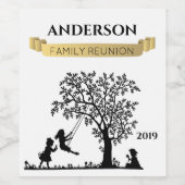 Elegante zwart en goud gepersonaliseerde familiere wijn etiket (Enkel label)