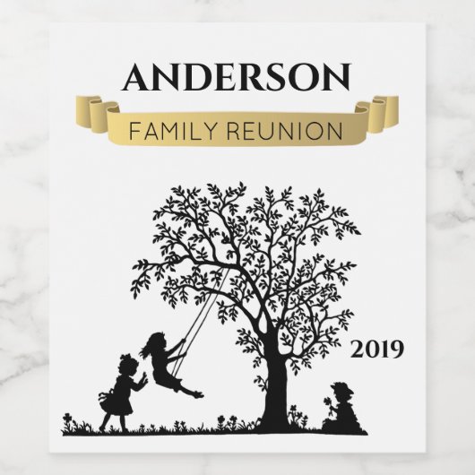 Elegante zwart en goud gepersonaliseerde familiere wijn etiket (Enkel label)