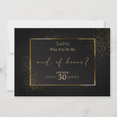 Elegante zwart en goud glitter Maid of Honor Kaart (Voorkant)