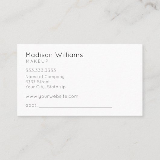 Elegante zwart en goud glitter make-up visitekaartje (Achterkant)