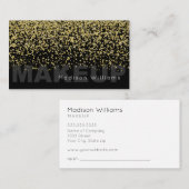 Elegante zwart en goud glitter make-up visitekaartje (Voorkant / Achterkant)