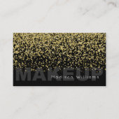 Elegante zwart en goud glitter make-up visitekaartje (Voorkant)