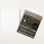 Elegante zwart en goud glitter marmeren kunst planner (Display)
