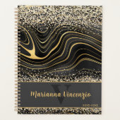 Elegante zwart en goud glitter marmeren kunst planner (Voorkant)