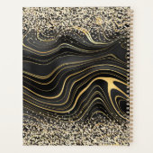 Elegante zwart en goud glitter marmeren kunst planner (Achterkant)