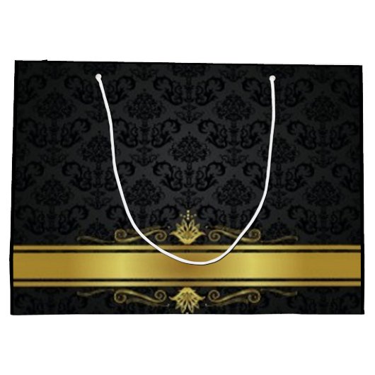 Elegante Zwart en Goud Grote Cadeautas (Achterkant)