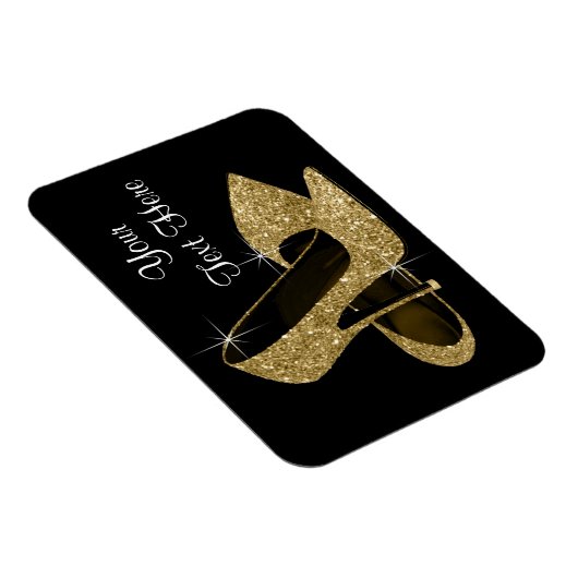 Elegante zwart en goud hoge hak schoen magneten (Rechterzijde)