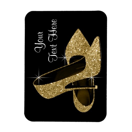 Elegante zwart en goud hoge hak schoen magneten (Verticaal)