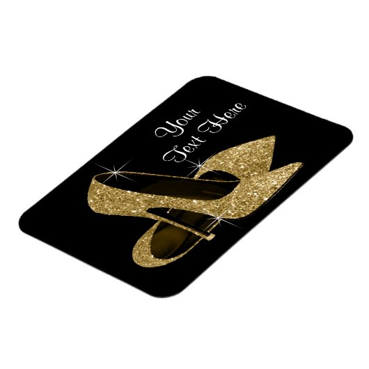 Elegante zwart en goud hoge hak schoen magneten (Linkerzijde)