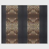 Elegante zwart en goud luipaard glitter cadeaupapier (Vlak)