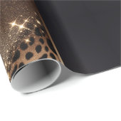 Elegante zwart en goud luipaard glitter cadeaupapier (Rol Hoek)