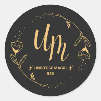 Elegante zwart en goud Luxe Floral Logo Sticker