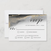Elegante Zwart en Goud Marmer RSVP Maaltijd Select (Voorkant)