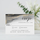 Elegante Zwart en Goud Marmer RSVP Maaltijd Select (Staand voorkant)