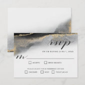 Elegante Zwart en Goud Marmer RSVP Maaltijd Select (Voorkant / Achterkant)