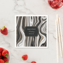 Elegante zwart en goud marmeren bruiloft servet