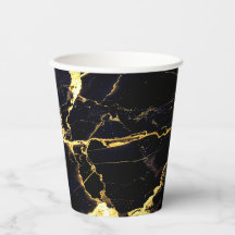 Elegante zwart en goud marmeren papieren bekers