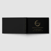 Elegante zwart en goud monogram krans bruiloft gastenboek (Volledig)