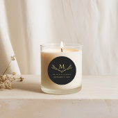 Elegante zwart en goud monogram krans bruiloft gun ronde sticker