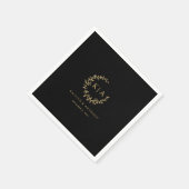 Elegante zwart en goud monogram krans bruiloft servet (Hoek)