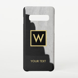 Elegante zwart en goud monogram tekst samsung galaxy s10 hoesje