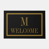 Elegante zwart en Goud naam monogram deur mat (Voorkant)