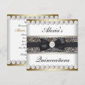 Elegante zwart en goud Quinceanera Kaart (Voorkant / Achterkant)