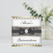 Elegante zwart en goud Quinceanera Kaart (Staand voorkant)