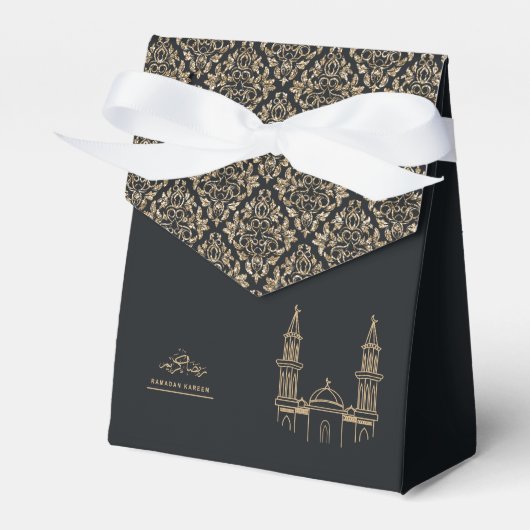 Elegante zwart en goud Ramadan Kareem geschenkdoos Bedankdoosjes (Voorkant Zijde)