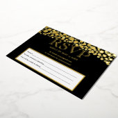Elegante zwart en goud RSVP bruiloft acceptatie Folie Uitnodiging (Gedraaid)