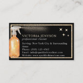 Elegante zwart en goud schoonmaakservice QR Code Visitekaartje (Voorkant)