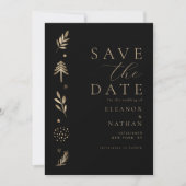 Elegante zwart en goud script wintervakantie save the date (Voorkant)