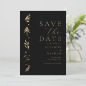 Elegante zwart en goud script wintervakantie save the date (Staand voorkant)
