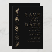 Elegante zwart en goud script wintervakantie save the date (Voorkant / Achterkant)