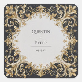 Elegante zwart en goud scroll bruiloft Sticker