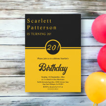 Elegante zwart en goud trendy chique 20e verjaarda