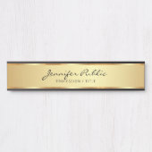 Elegante zwart en goud typografie scriptnaam deurbordje (Voorkant)