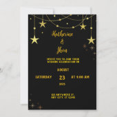 Elegante zwart en goud viering thema bruiloft kaart (Voorkant)