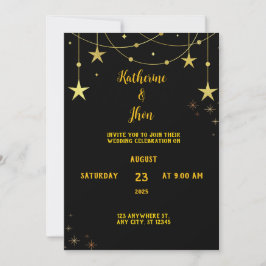Elegante zwart en goud viering thema bruiloft kaart