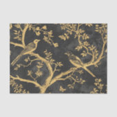 Elegante zwart en goud vogels decoupage tissuepapier (Voorkant)