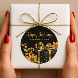 Elegante Zwart en Goud Zalig Feestdagen Sticker