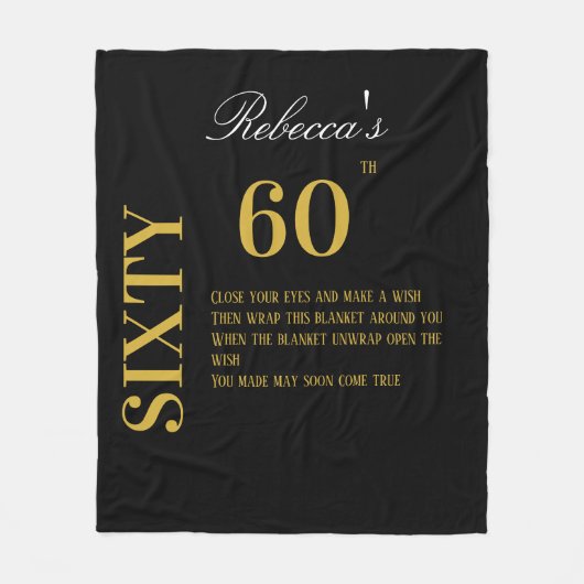 Elegante zwart en goud zestig 60ste verjaardag wen fleece deken (Voorkant)