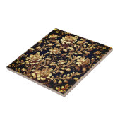 Elegante zwart en gouden bloemenbarokke keramische tegeltje (Zijkant)