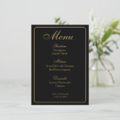 Elegante zwart en gouden bruiloft menu's (Staand voorkant)