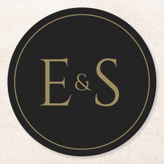 Elegante zwart en gouden bruiloft Onderzetters (Voorkant)