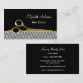 Elegante zwart en gouden Chevrons Haarsalon Visitekaartje (Voorkant / Achterkant)