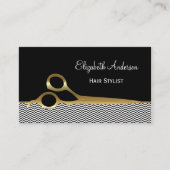 Elegante zwart en gouden Chevrons Haarsalon Visitekaartje (Voorkant)