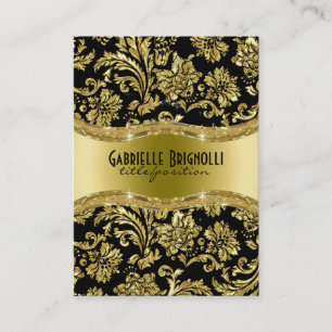 Elegante zwart en gouden  damasks 4 visitekaartje